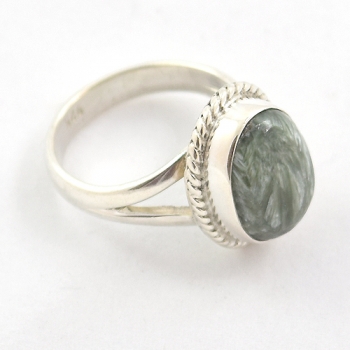 925 silver split band green Seraphinite ring